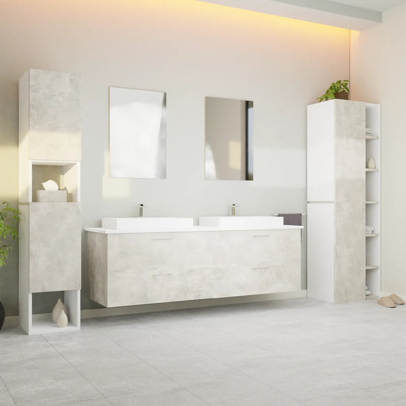 Garlivo Waschbeckenunterschrank GLA-160 Beton mit Schubladen