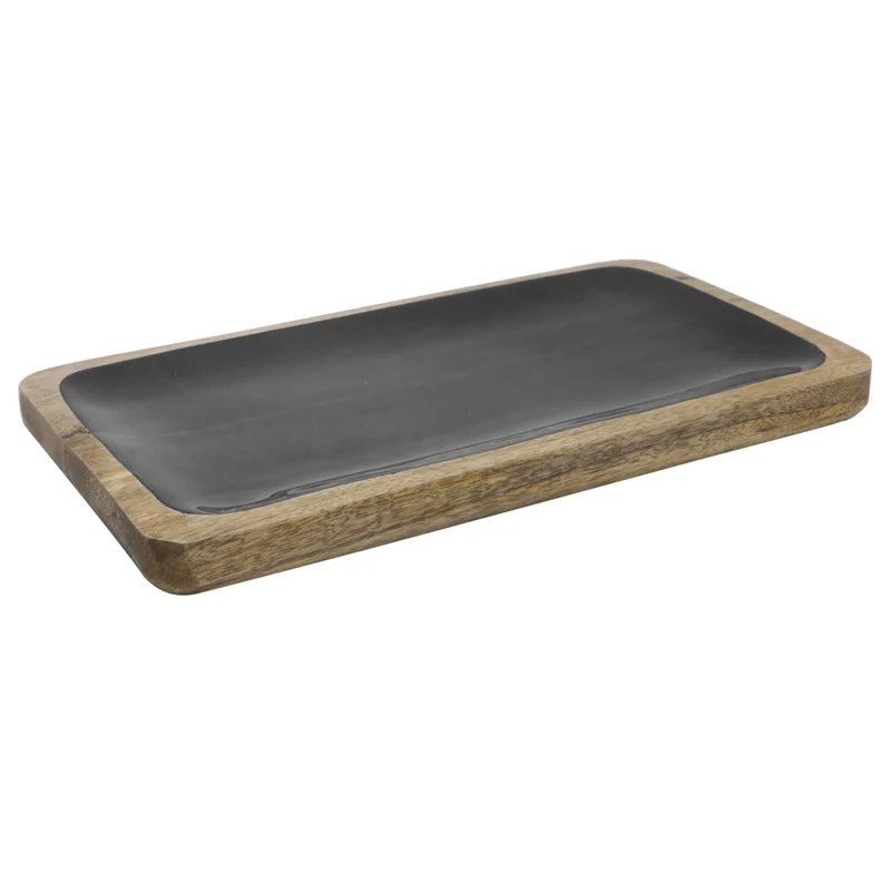 Platte aus Mangoholz 41 x 20 x 2 cm - Gustav Ovland Timo schwarz/Kohle