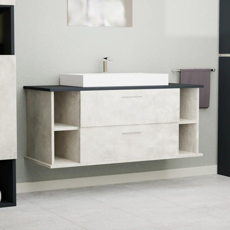 Garlivo Waschbeckenunterschrank GLA-120 Beton mit Schubladen