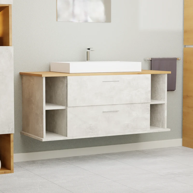 Garlivo Waschbeckenunterschrank GLA-120 Beton mit Schubladen
