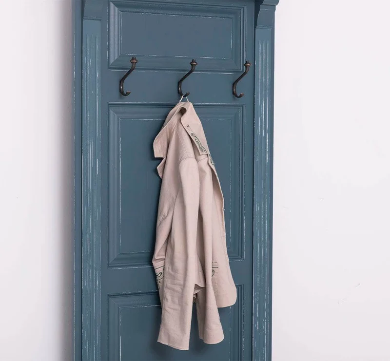 Schmale Garderobe aus Massivholz mit Ablage und 3 Haken