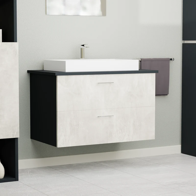 Garlivo Waschbeckenunterschrank GLA-80 Beton mit Schubladen