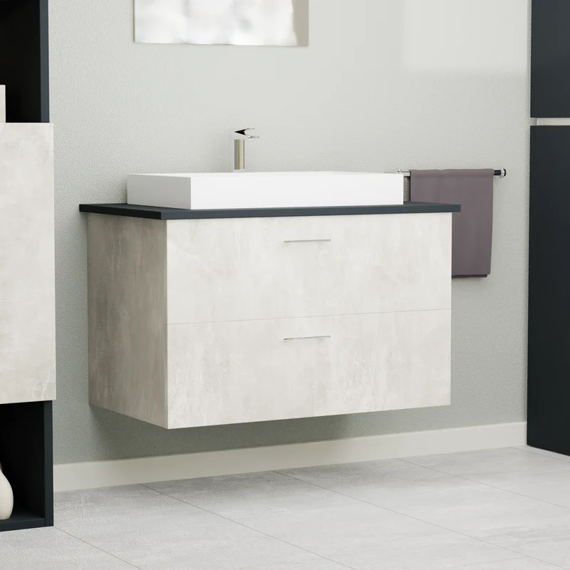 Garlivo Waschbeckenunterschrank GLA-80 Beton mit Schubladen