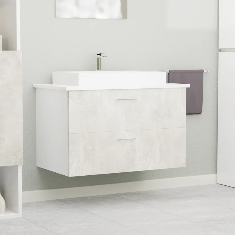 Garlivo Waschbeckenunterschrank GLA-80 Beton mit Schubladen