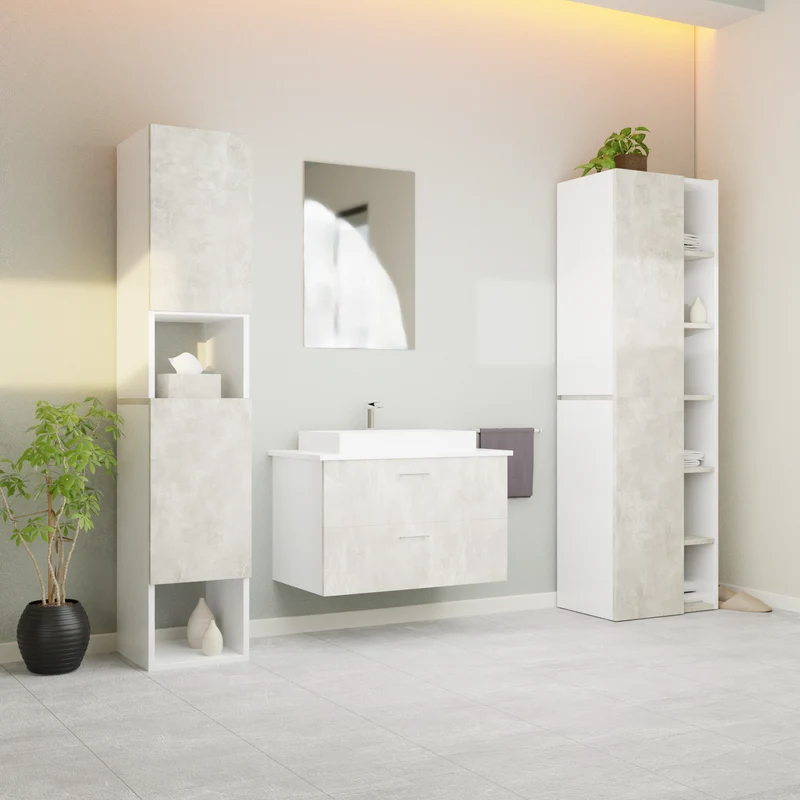 Garlivo Waschbeckenunterschrank GLA-80 Beton mit Schubladen