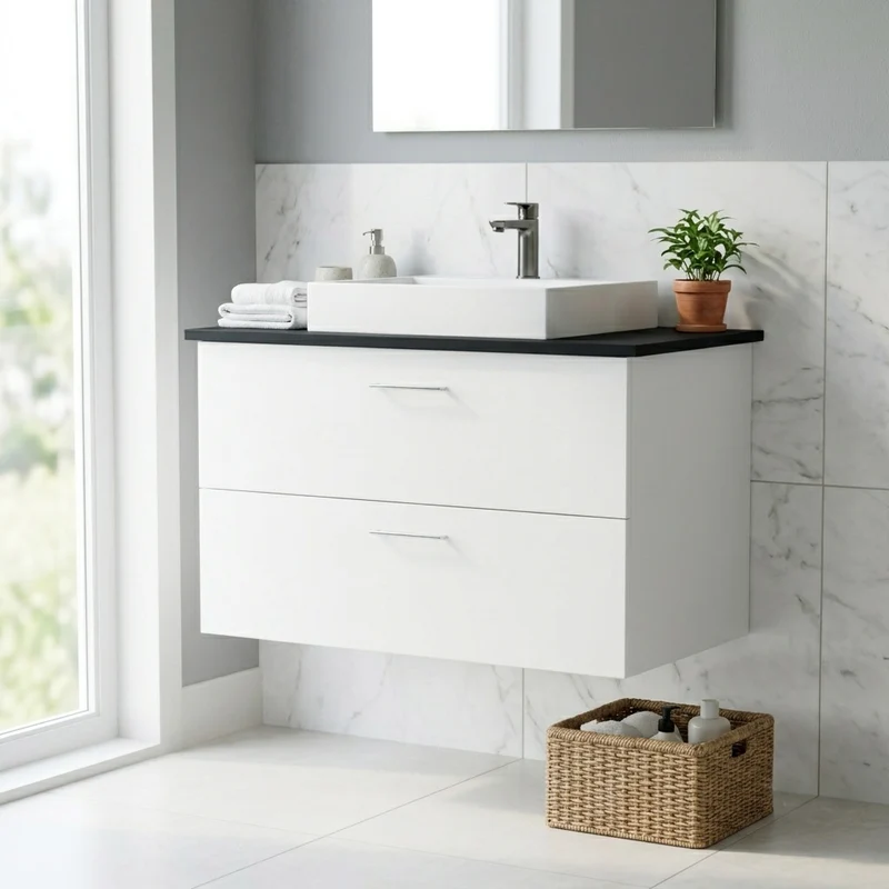 Garlivo Waschbeckenunterschrank GLA-80 Weiss mit Schubladen