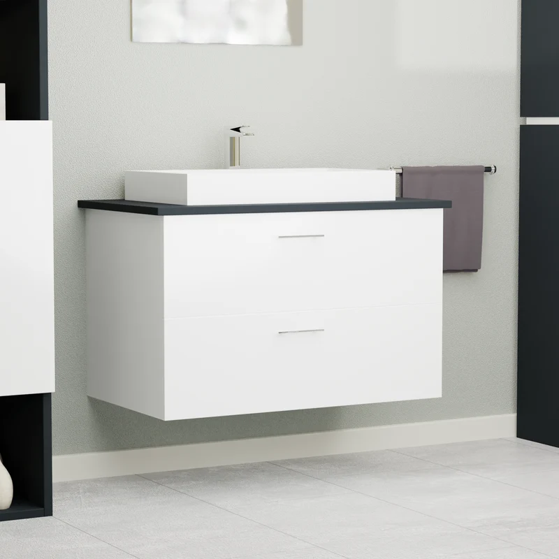 Garlivo Waschbeckenunterschrank GLA-80 Weiss mit Schubladen