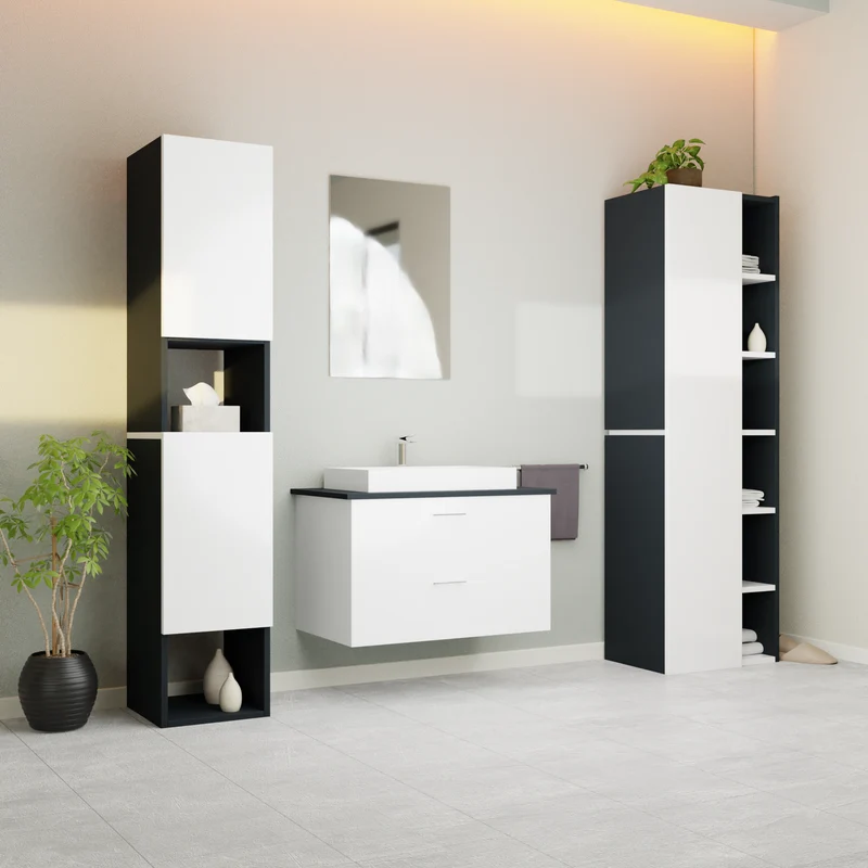 Garlivo Waschbeckenunterschrank GLA-80 Weiss mit Schubladen