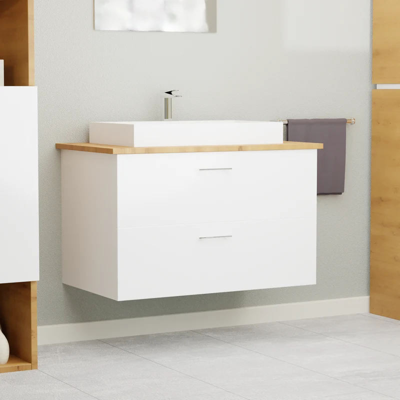 Garlivo Waschbeckenunterschrank GLA-80 Weiss mit Schubladen