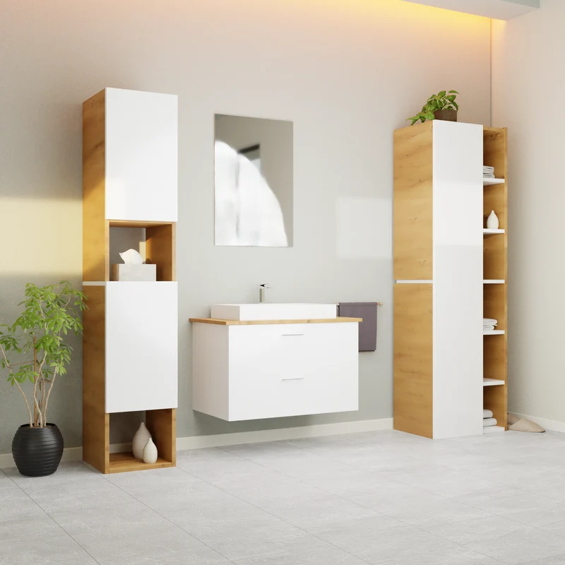 Garlivo Waschbeckenunterschrank GLA-80 Weiss mit Schubladen