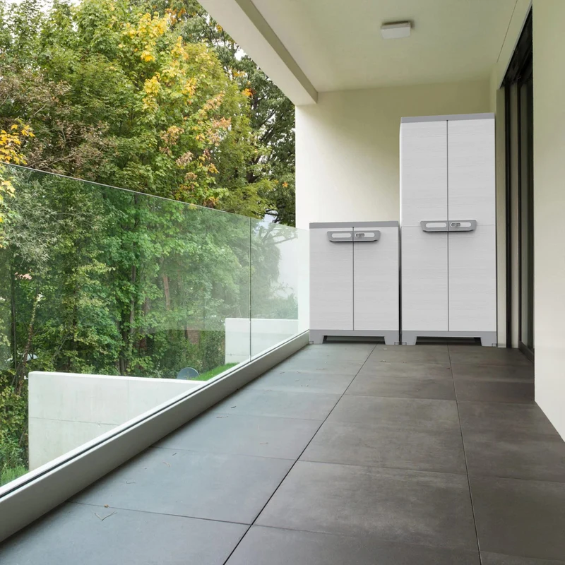 XL Beistellschrank mit 1 Boden 'Sequoia' in Holz Optik in Grau