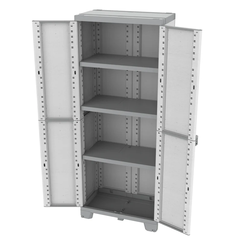 XL Universal/-Spindschrank mit 3 Böden 'Sequoia' in Holz Optik in Grau