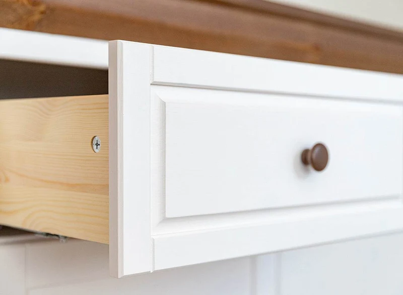 Kleines Sideboard aus Massivholz | Zweitürige Kommode Marone Elite Tabacco mit Schubladen
