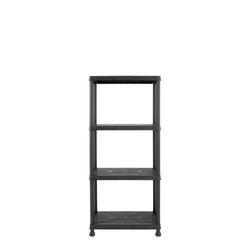 Kunststoffregal 12" Q-Brick mit 4 Böden in Schwarz und Lagerboxen (Set wählbar)