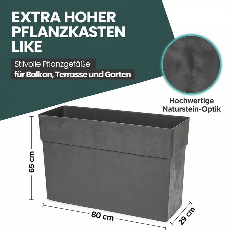2 x Rollbarer XXL Sichtschutz 'LIKE' 80 cm - rechteckig - in Anthrazit