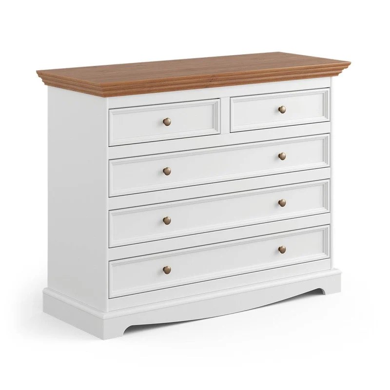 Kommode Belluno Elegante in Weiß | Sideboard mit 5 Schubladen