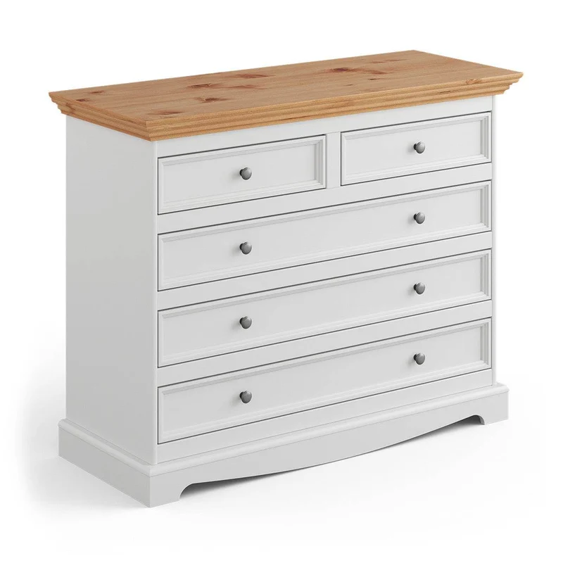 Kommode Belluno Elegante in Weiß | Sideboard mit 5 Schubladen