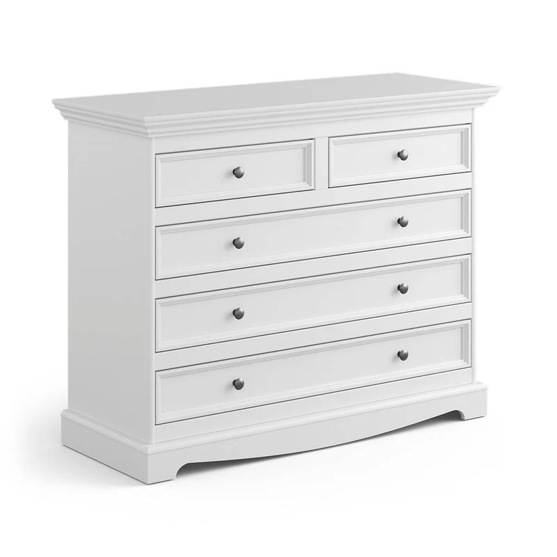Kommode Belluno Elegante in Weiß | Sideboard mit 5 Schubladen