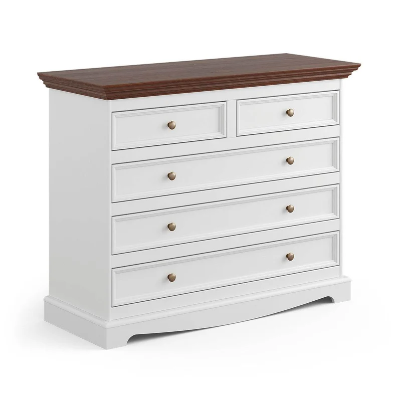 Kommode Belluno Elegante in Weiß | Sideboard mit 5 Schubladen