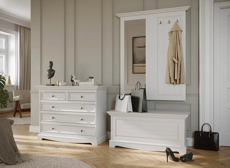 Kommode Belluno Elegante in Weiß | Sideboard mit 5 Schubladen