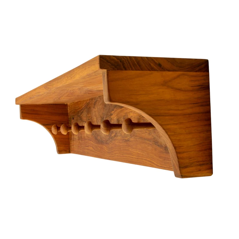Hakenregal aus FSC-zertifiziertem Teakholz 60 cm mit 6 Knöpfen - Ella