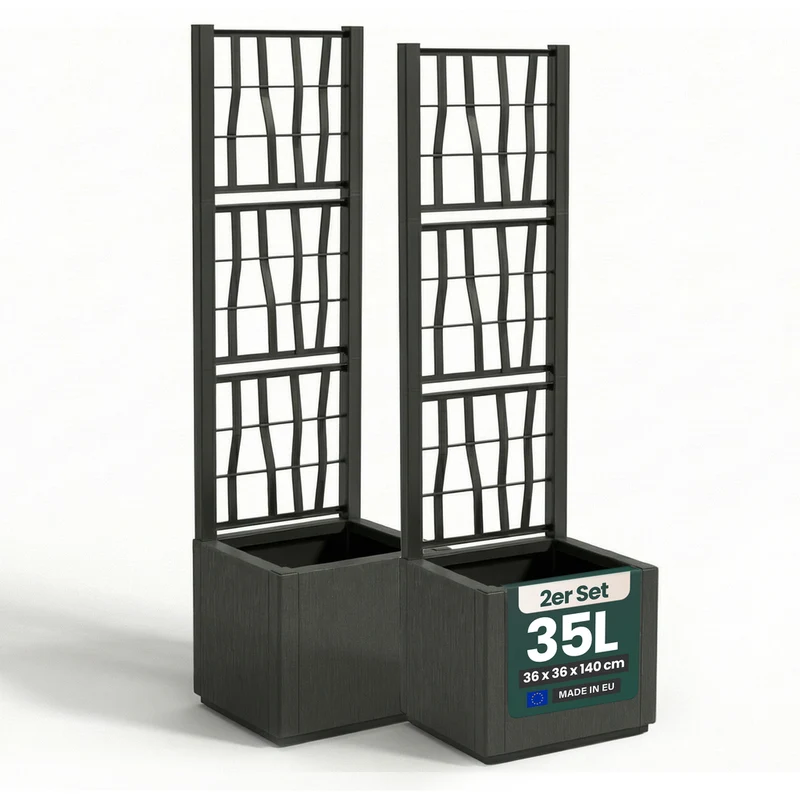 Set: 2 x XL SPALIER 'Ethica' - 36 x 36 x 140 cm - in Struktur Optik - schmale Version - in Anthrazit