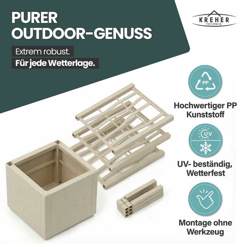 Set: 2 x XL SPALIER 'Ethica' - 36 x 36 x 140 cm - in Struktur Optik - schmale Version - in Beige