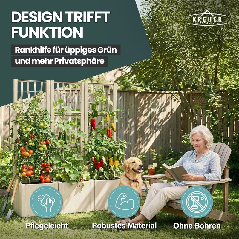 Set: 2 x XL SPALIER 'Ethica' - 36 x 36 x 140 cm - in Struktur Optik - schmale Version - in Beige