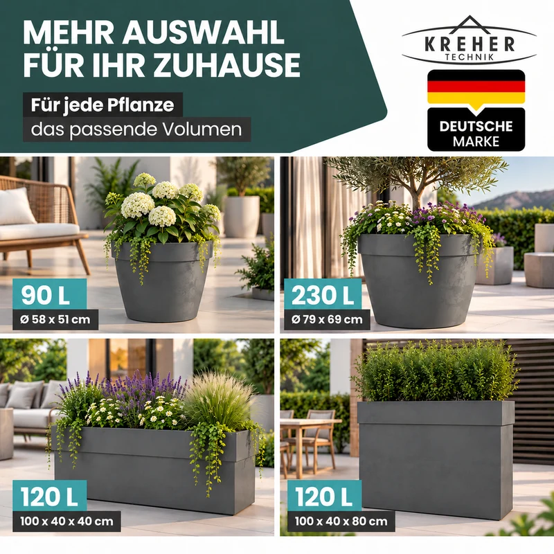 Rollbarer XXL Pflanzkasten 'LIKE' 100 cm, rechteckig (Set/Farbe wählbar)