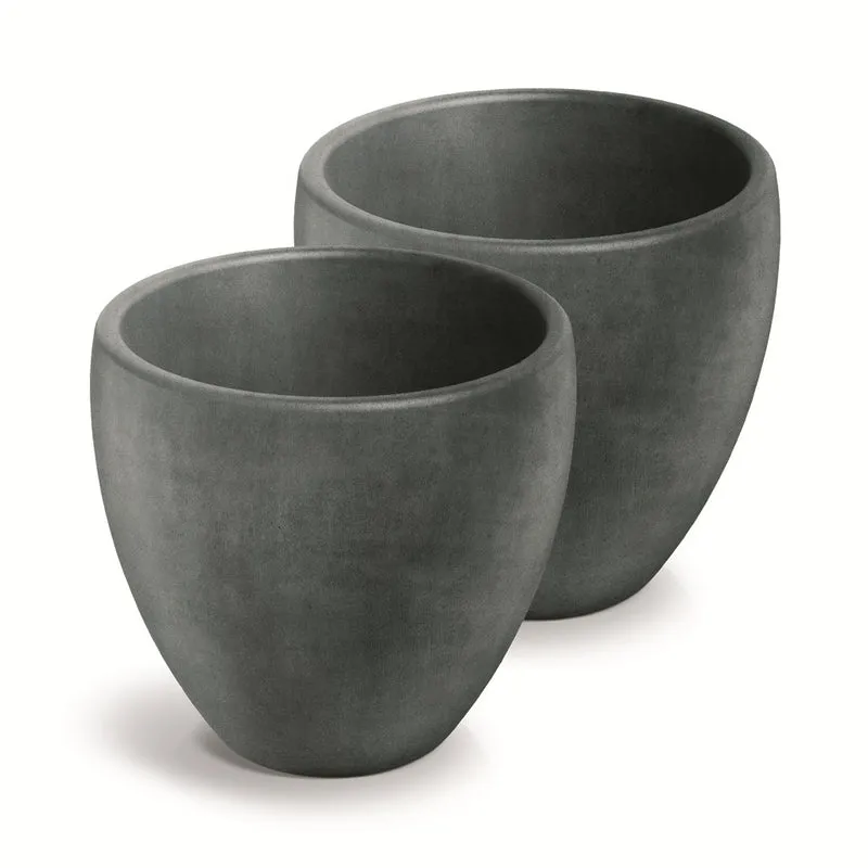 XL Pflanzkübel 'Cano' 60 cm in Stein Optik in Anthrazit, rund (Set wählbar)