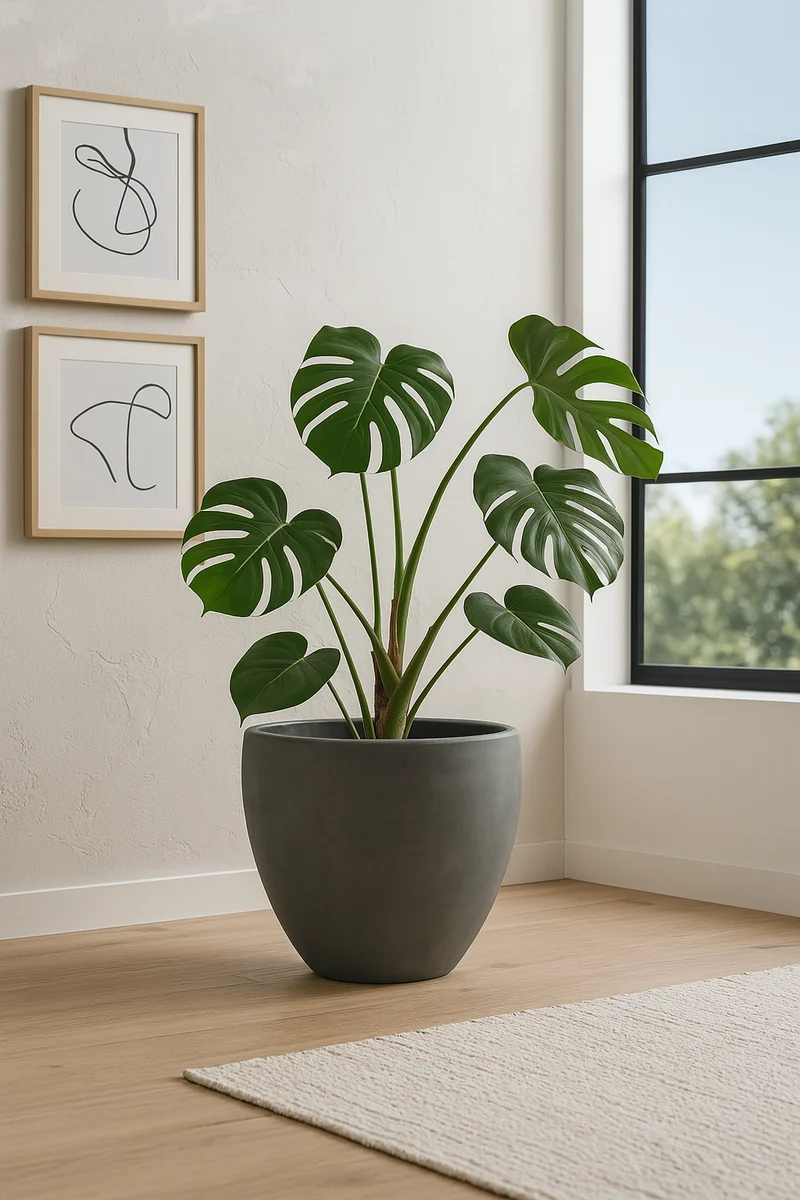 XL Pflanzkübel 'Cano' 60 cm in Stein Optik in Anthrazit, rund (Set wählbar)