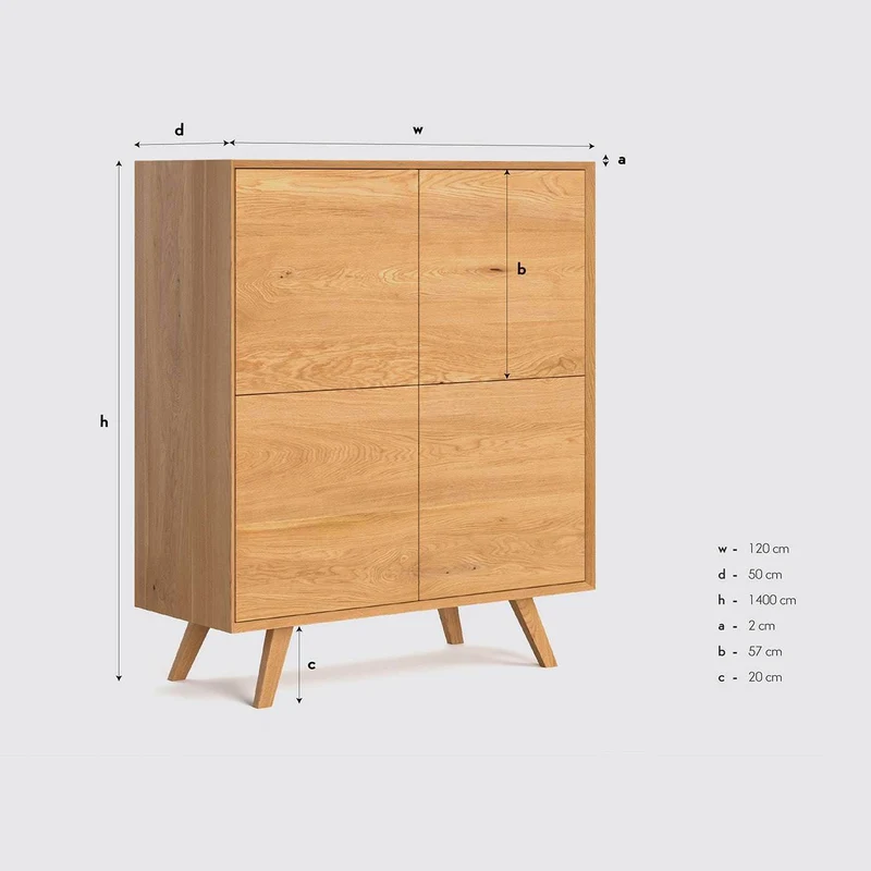 Sideboard aus massiver Eiche | Viertürige Kommode Quatro
