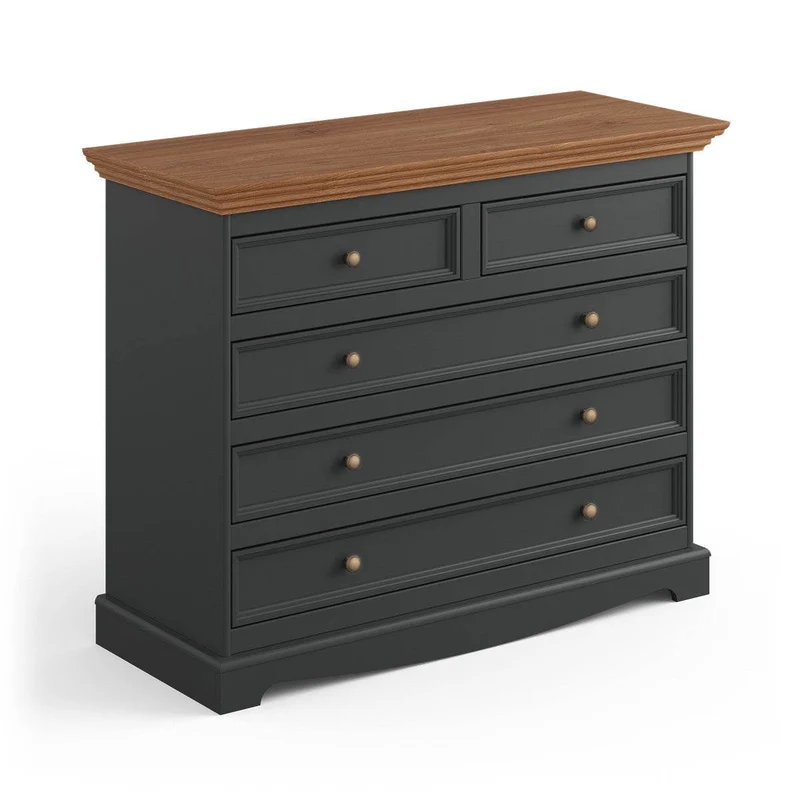 Kommode Belluno Elegante in Graphit | Sideboard mit 5 Schubladen