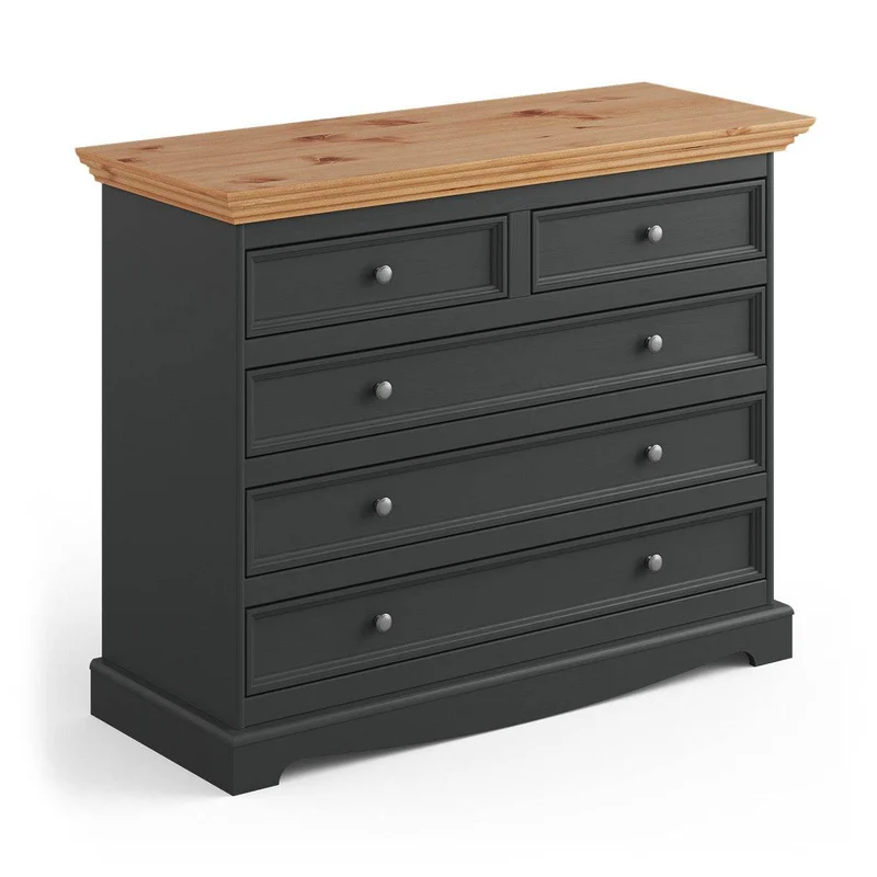 Kommode Belluno Elegante in Graphit | Sideboard mit 5 Schubladen