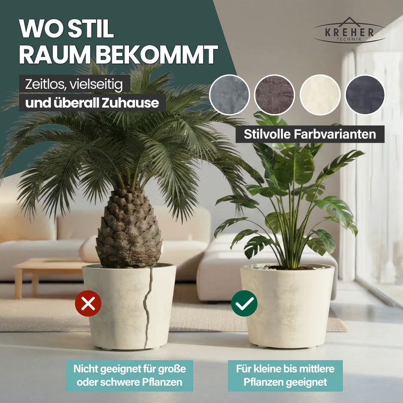 Rollbarer XXL Pflanzkübel "Millennium" 80 Liter in Creme Weiß