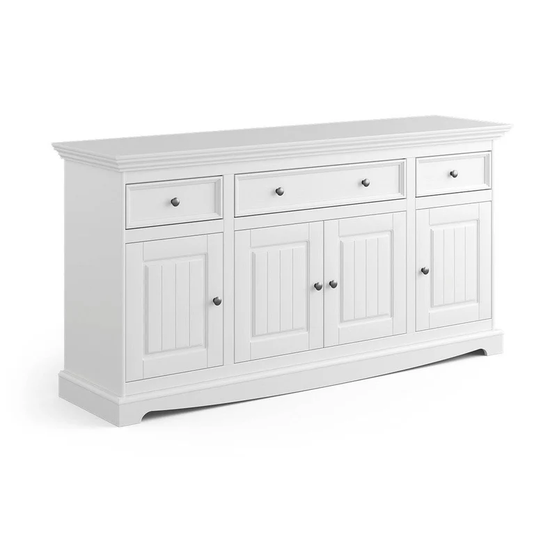 Große Kommode Belluno Elegante in Weiß | Sideboard mit drei Schubladen und Türen
