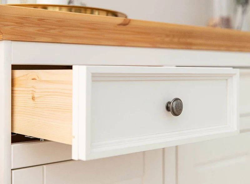 Große Kommode Belluno Elegante in Weiß | Sideboard mit drei Schubladen und Türen