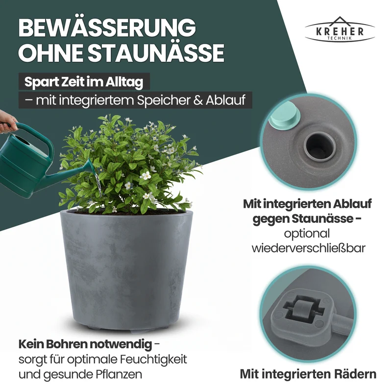 Rollbarer XXL Pflanzkübel 'Millennium' 80 Liter in Grau