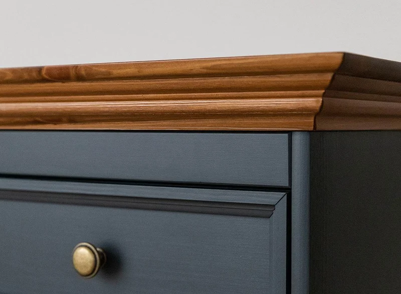 Große Kommode Belluno Elegante in Graphit | Sideboard mit drei Schubladen und Türen