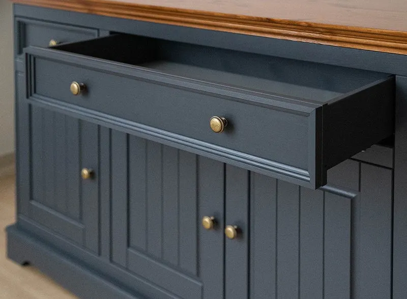 Große Kommode Belluno Elegante in Graphit | Sideboard mit drei Schubladen und Türen
