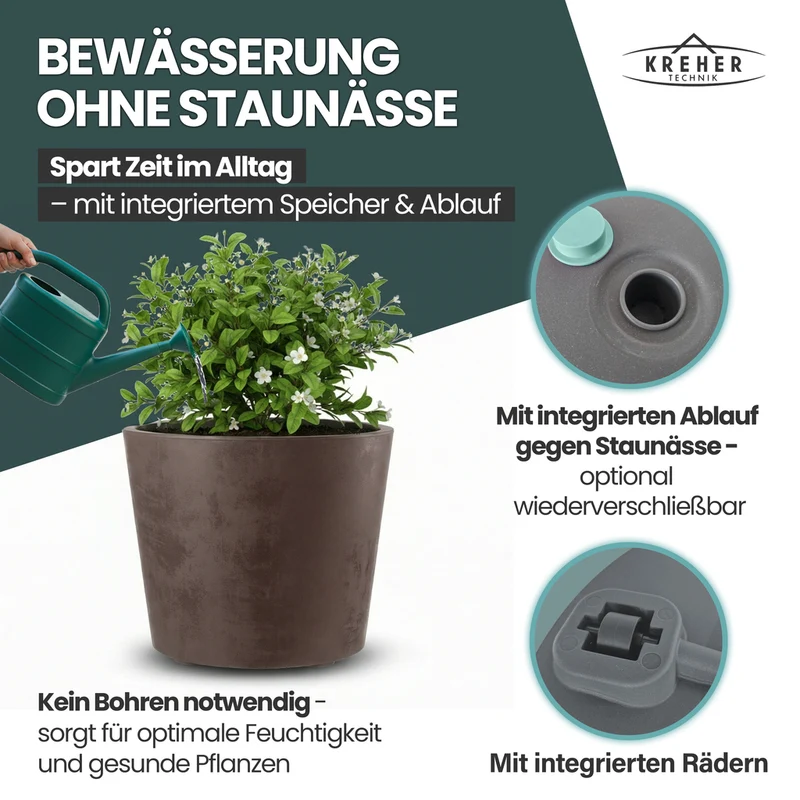 2 x Pflanzkübel 'Millennium' 80 Liter, rund in Braun