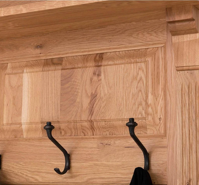 Schmale Garderobe aus massiver Eiche mit Ablage und 3 Haken
