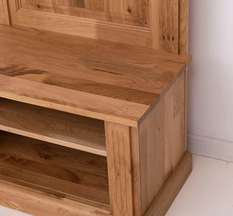 Schmale Garderobe aus massiver Eiche mit Ablage und 3 Haken