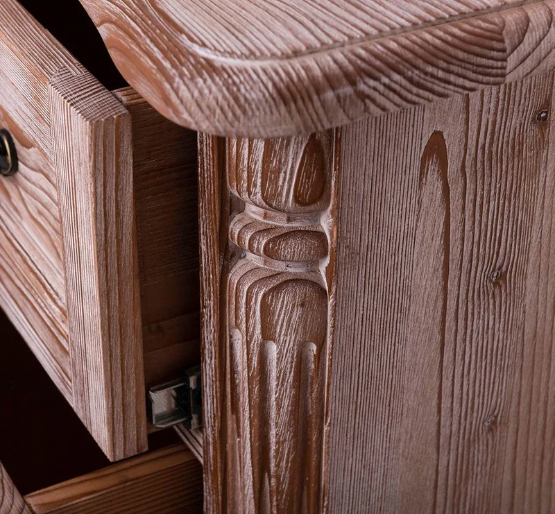 Barock Sideboard aus Massivholz mit 3 Schubladen | Kommode mit geschwungenen Füßen
