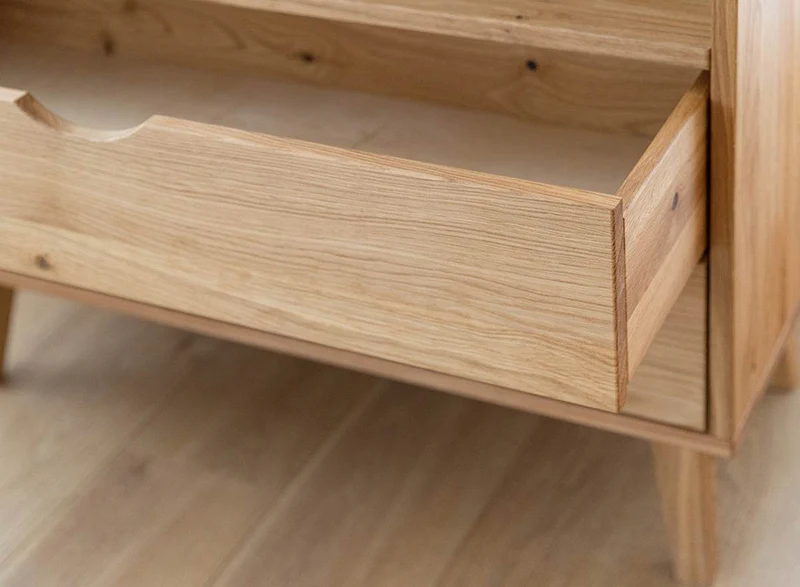 Minimalistisches Sideboard aus geölter Wildeiche | Skandi Kommode Simona mit vier Schubladen