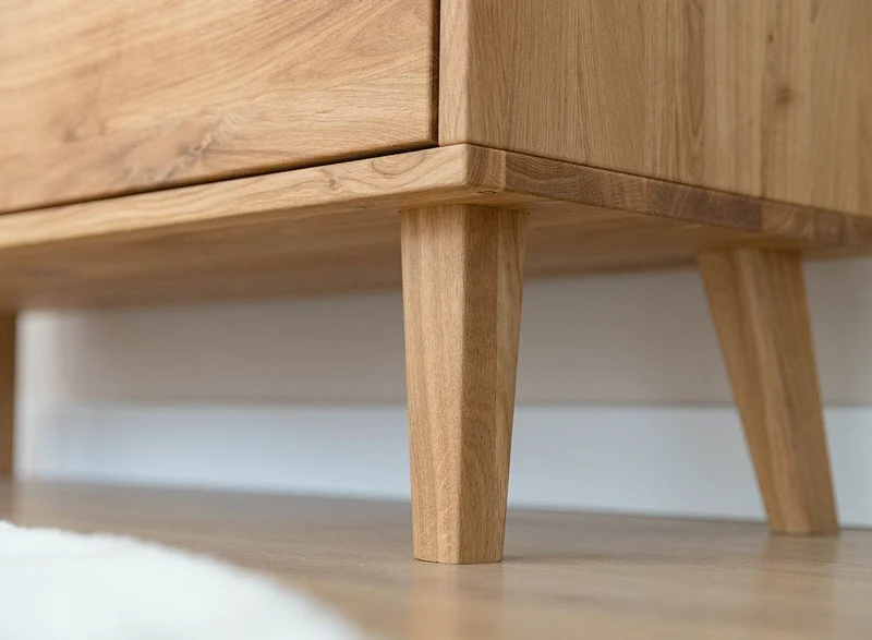 Minimalistisches Sideboard aus geölter Wildeiche | Skandi Kommode Simona mit vier Schubladen