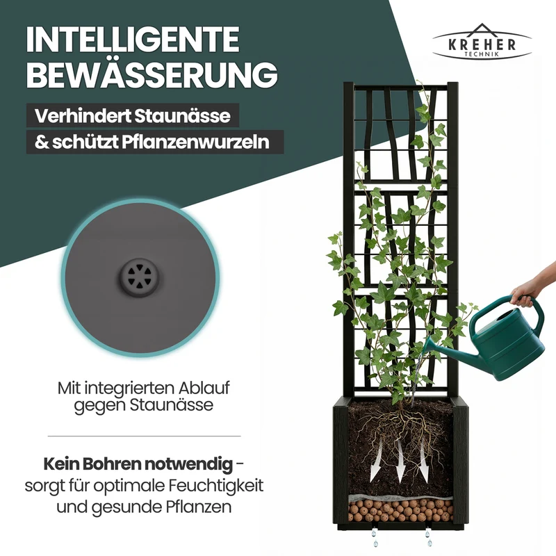 XL SPALIER 'Ethica' - 36 x 36 x 140 cm - in Struktur Optik - schmale Version - in Anthrazit