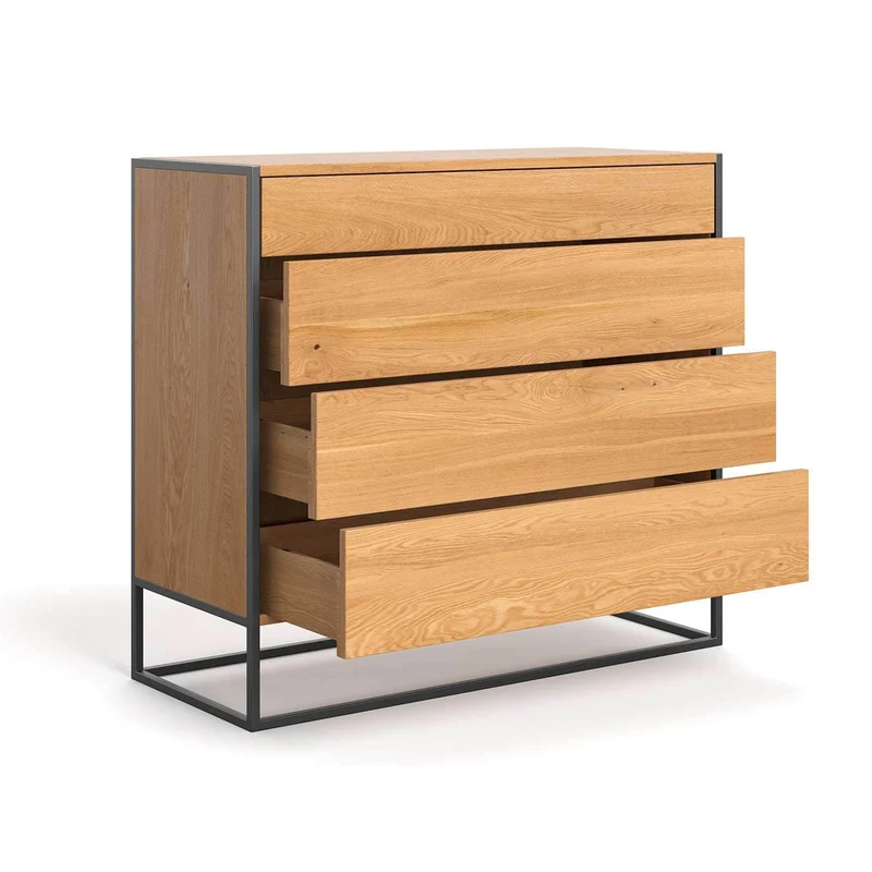 Industrial Sideboard aus massiver Eiche | Kommode Moon mit vier Schubladen - in verschiedenen Größen