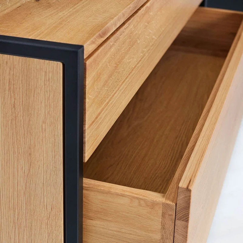 Industrial Sideboard aus massiver Eiche | Kommode Moon mit vier Schubladen - in verschiedenen Größen
