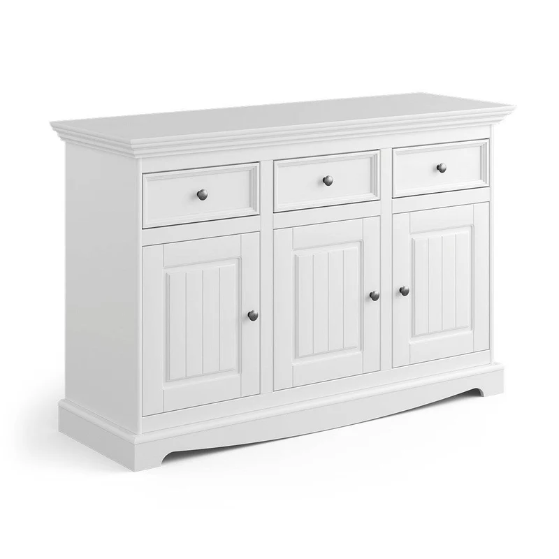 Kommode Belluno Elegante in Weiß | Sideboard mit drei Schubladen und Türen
